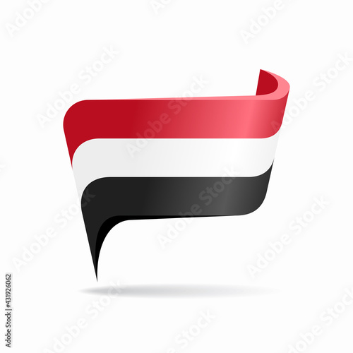 Yemeni flag map pointer layout. Vector illustration.