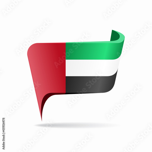 United Arab Emirates flag map pointer layout. Vector illustration.