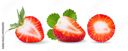 half of Strawberry isolated on white