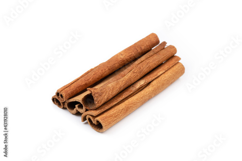 aromatic dry cinnamon sticks isolated on white background