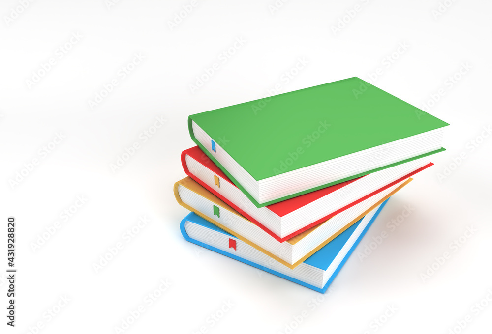 3D Render Books stack of book covers colorful textbook bookmark Design. 3D Render Books stack of book covers colorful textbook bookmark Design.