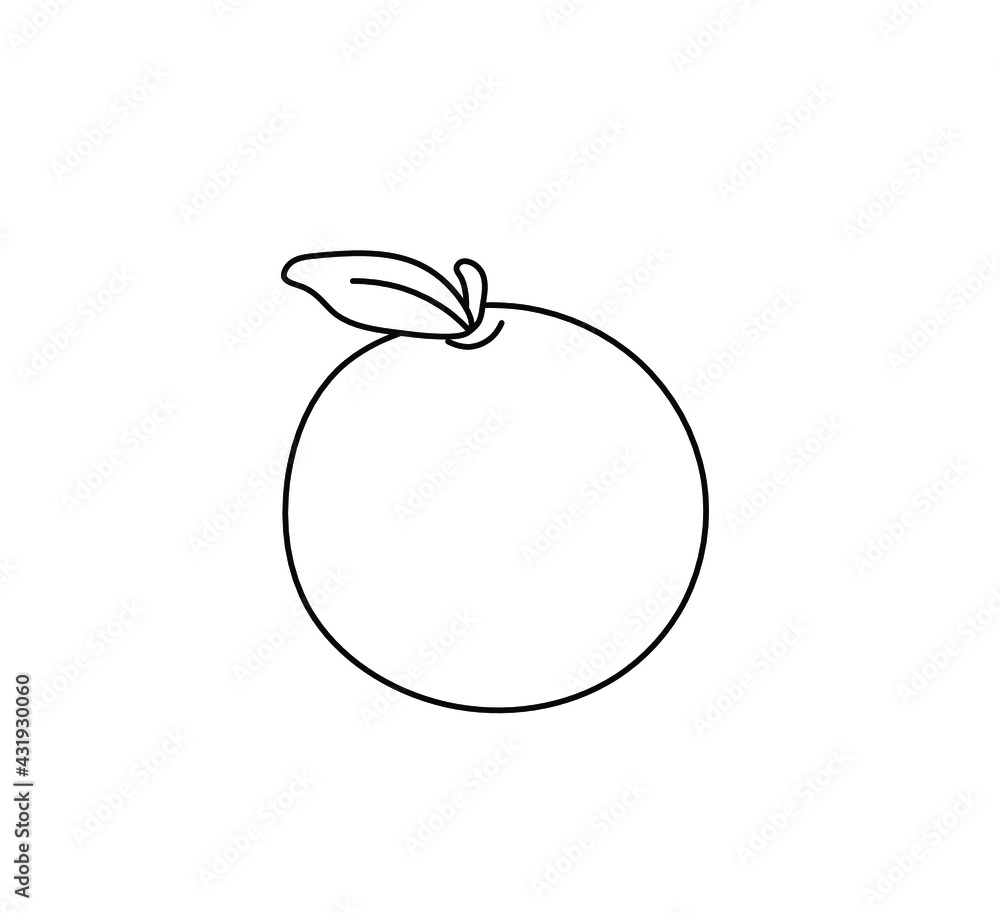 Vector isolated apple orange line drawing icon logotype doodle