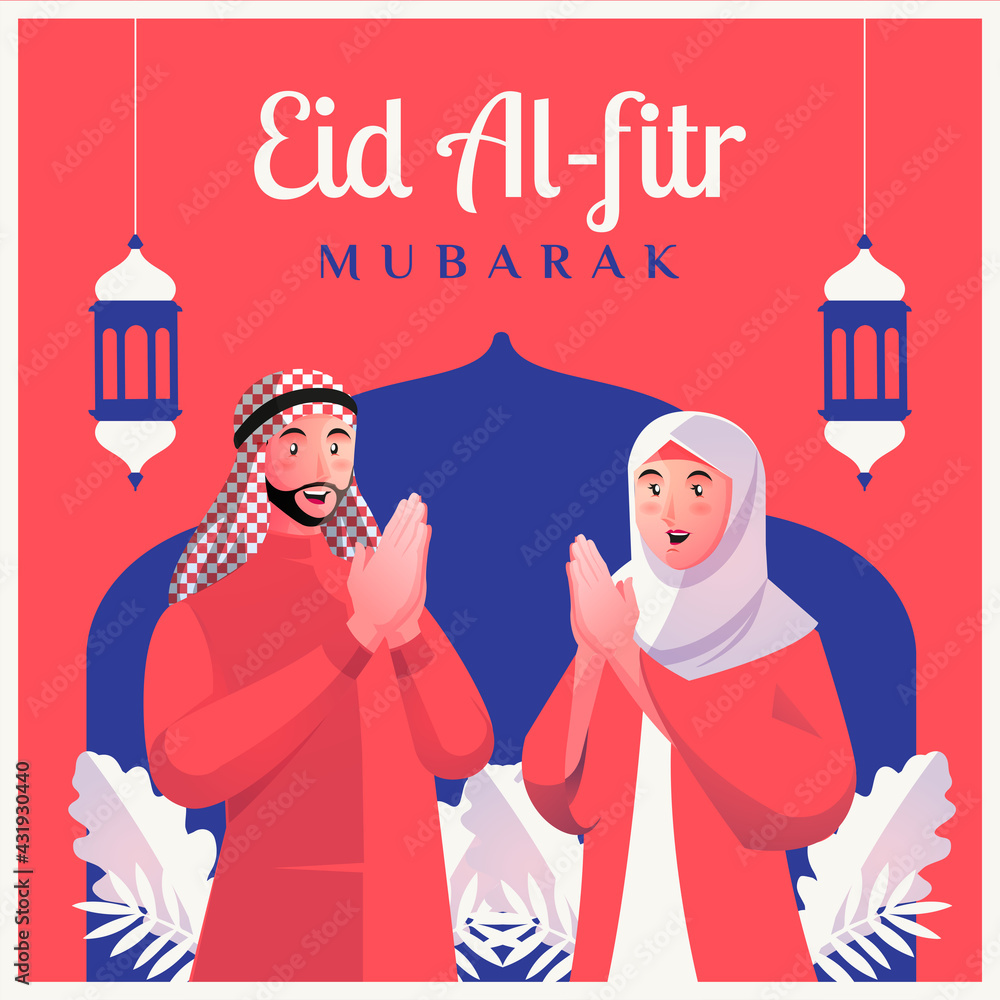 Muslim men and women welcome Eid al-fitr Mubarak