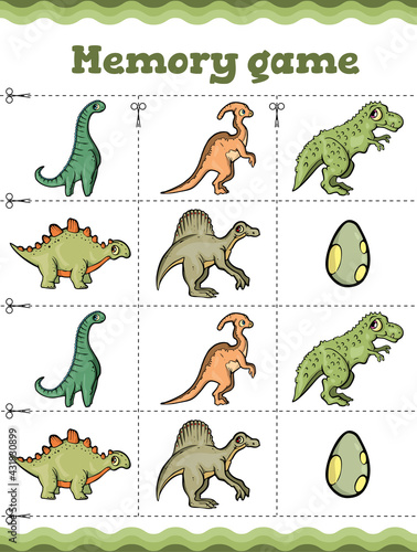 Memory game. Educational game for children. Cartoon . Vector illustration