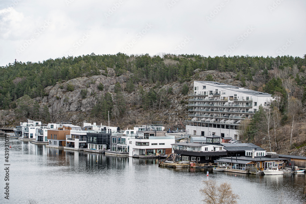 houses in the harbor, nacka, stockholm, sverige, sweden