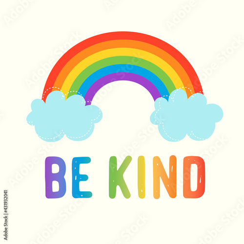 Be kind - Cute hand drawn nursery poster with lettering in scandinavian style. Kids vector illustration.