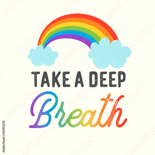 Take a deep breath - Cute hand drawn nursery poster with lettering in scandinavian style.