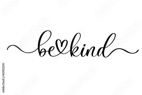 Be kind - Cute hand drawn nursery poster with lettering in scandinavian style.