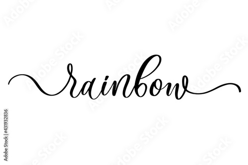 Rainbow - Cute hand drawn nursery poster with lettering in scandinavian style.