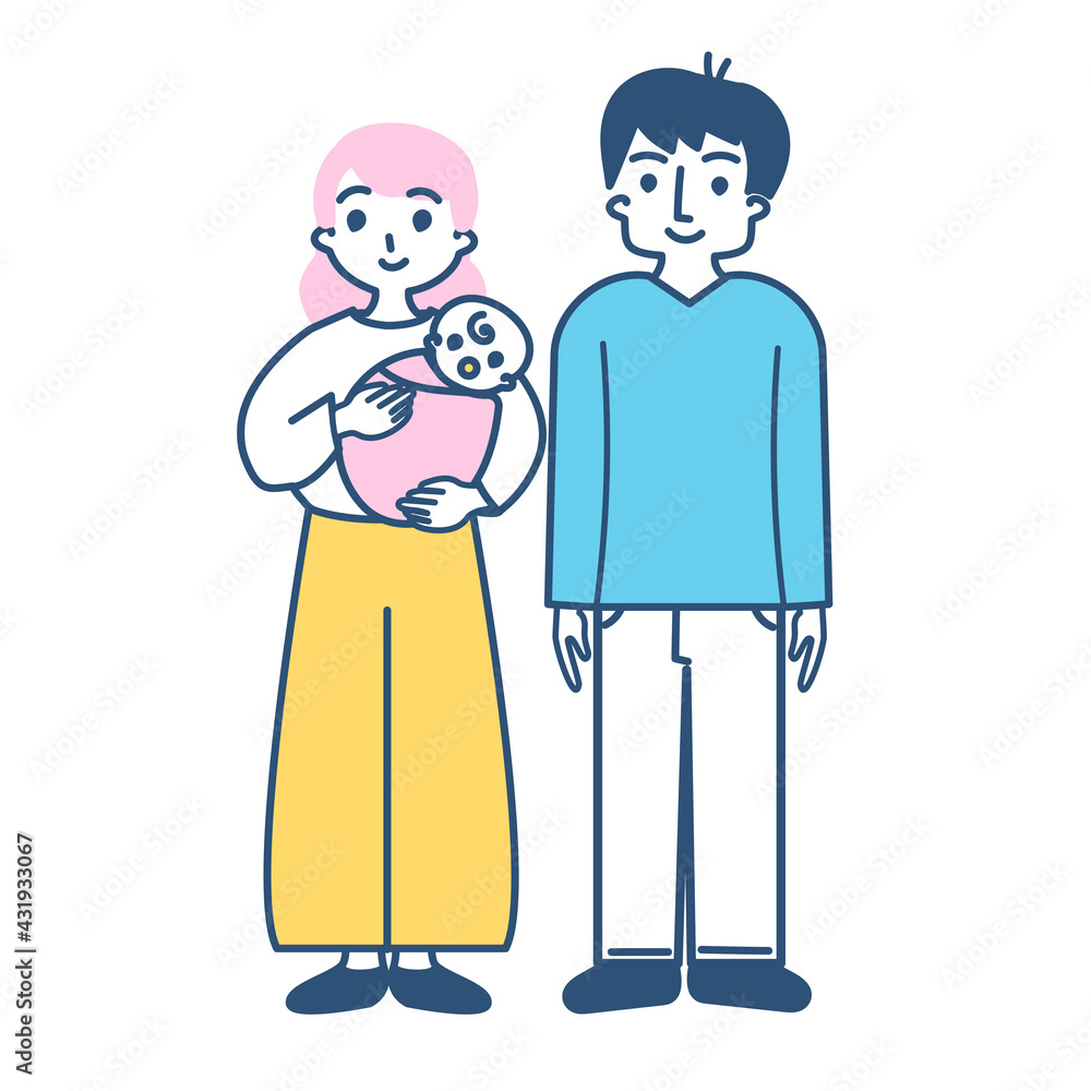 赤ちゃんと夫婦 ベクター イラスト 赤ちゃんと夫婦 ベクター イラスト