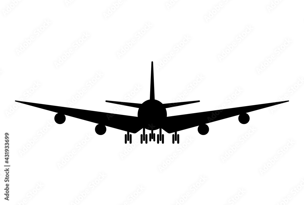 Silhouette of black and white aircraft in the sky, isolated. Vector Illustration Silhouette of black and white aircraft in the sky, isolated. Vector Illustration