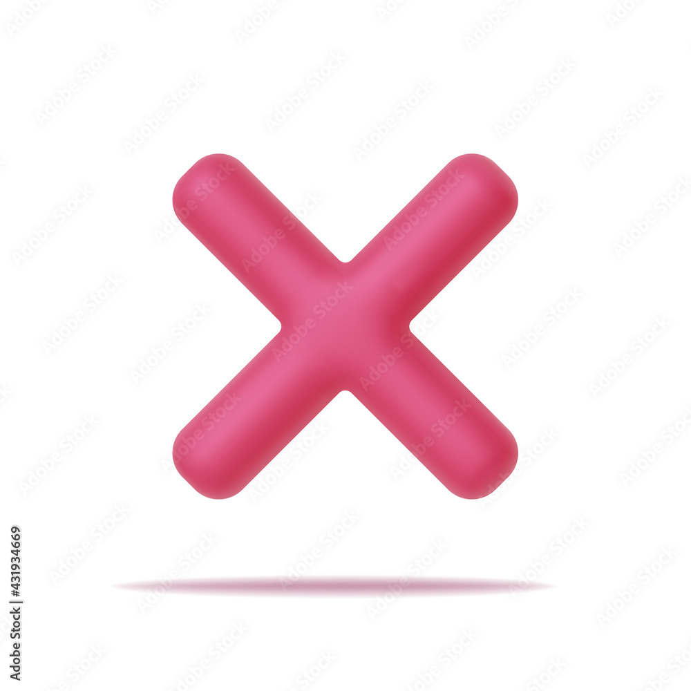 Fototapeta premium 3D Rejection icon, rejected sign. Cross sign for mobile, web and application. Vector