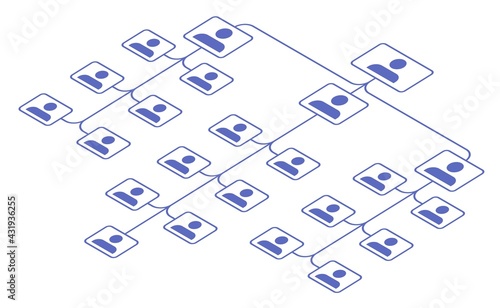 Organization Chart of Company or Government Hierarchy. Corporate Structure Flat Vector Illustration.