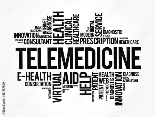 Telemedicine word cloud collage, health concept background