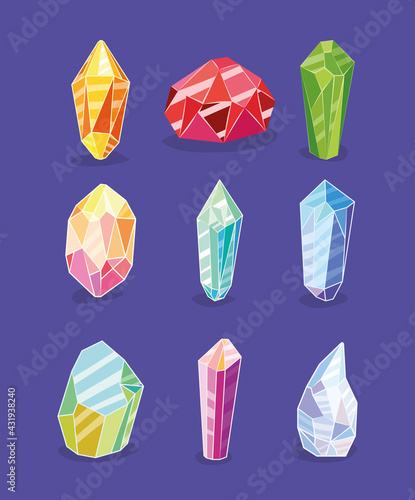 crystals icons set
