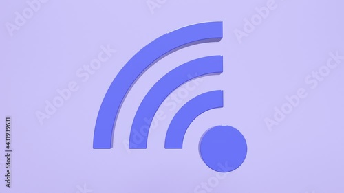 3D render of an abstract animation of a wifi symbol. 3D animation of the appearing, rotating, moving and disappearing wifi symbol. Animation with an alpha channel.