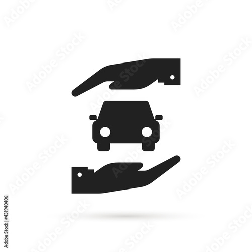 simple car insurance icon with arm