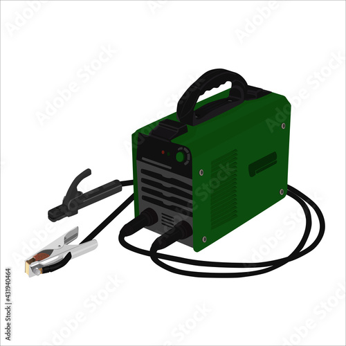 Green welding machine. Vector illustration.