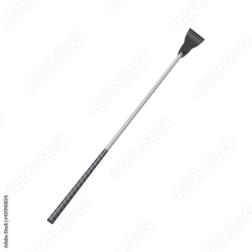 the rider's whip is black for controlling the horse. A racing accessory.Vector illustration isolated on white background.