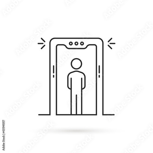 thin line airport security scanner icon