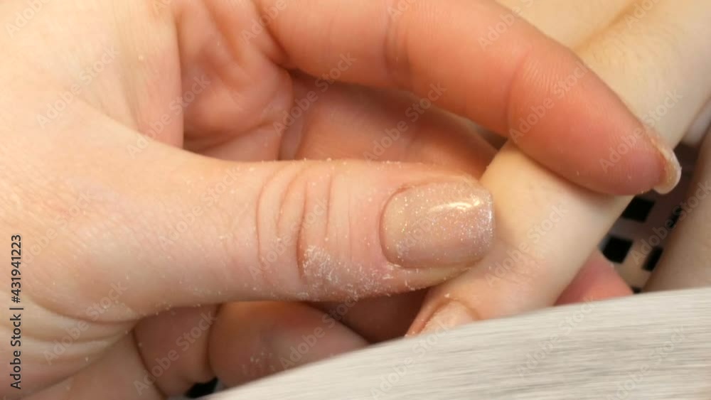 Special manicure tools polish and trim cuticles on nails at home close up view Special manicure tools polish and trim cuticles on nails at home close up view