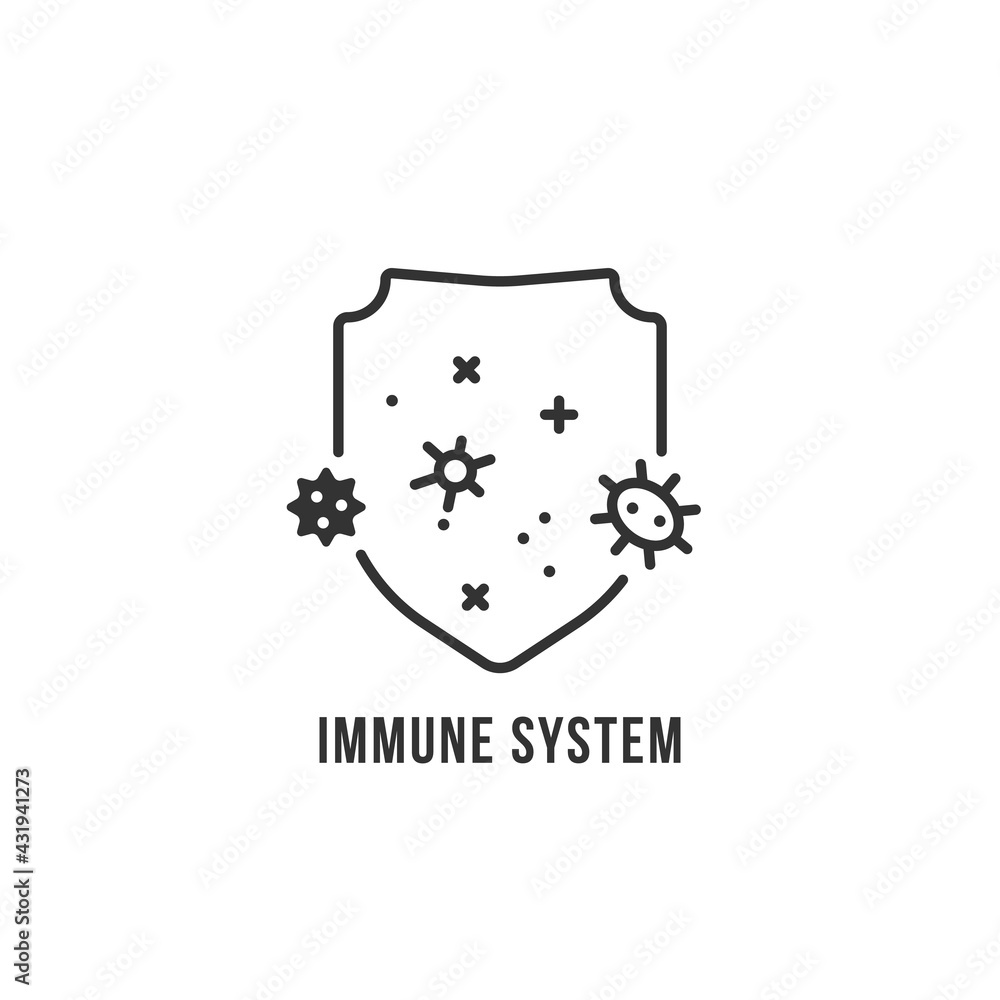 black thin line immune system logo black thin line immune system logo