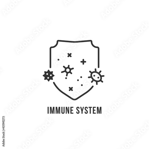 black thin line immune system logo