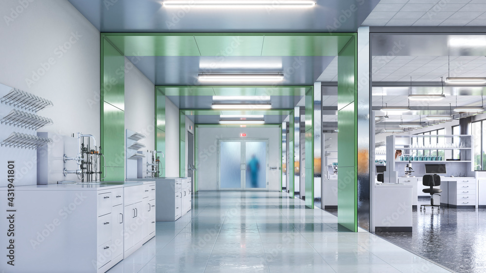 Laboratory interior with lab equipment. 3d illustration Laboratory interior with lab equipment. 3d illustration