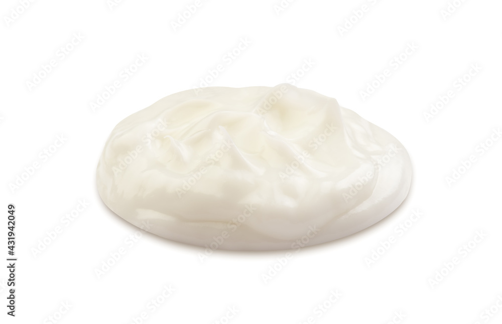 cream from above on a white background