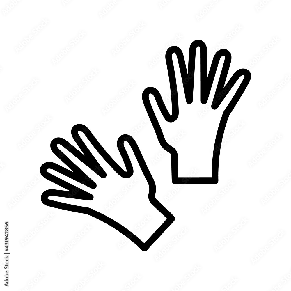 Gloves flat line icon. Medical gloves, gloves for cleaning, gloves for gardening. Simple flat vector illustration for store, web site or mobile app Gloves flat line icon. Medical gloves, gloves for cleaning, gloves for gardening. Simple flat vector illustration for store, web site or mobile app