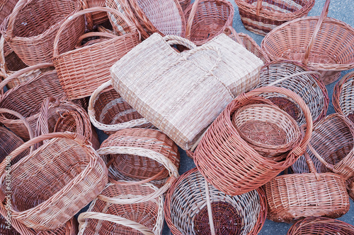 Handmade wicker basket Made from natural bamboo and rattan.