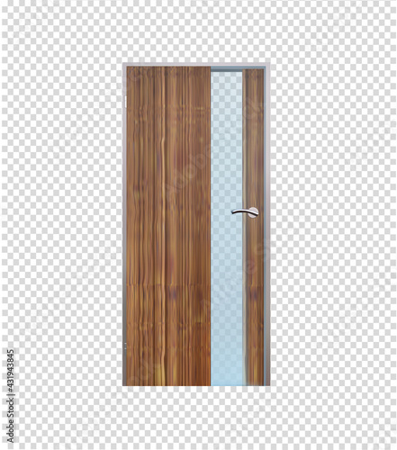 Wood and glass door. vector illustration