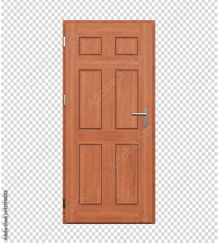 Wooden door on a white background. vector illustration