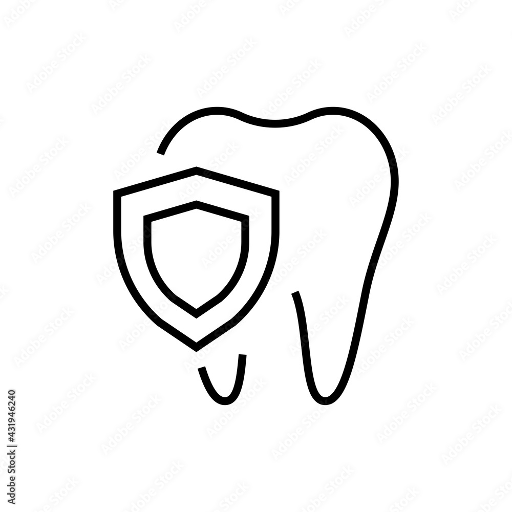 Safety teeth icon. Dentistry on white background. Editable stroke. Safety teeth icon. Dentistry on white background. Editable stroke.