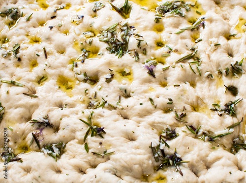Bild auf Leinwand Focaccia  home  made  Italian rosemary  bread  before  cooking