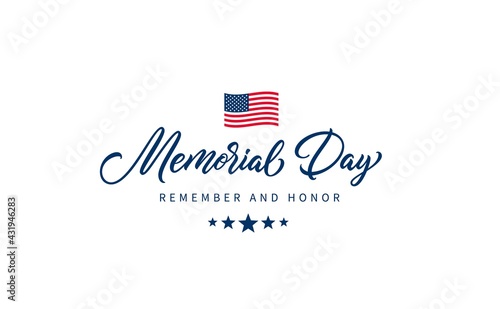 Fotografia Memorial Day text with lettering Remember and Honor