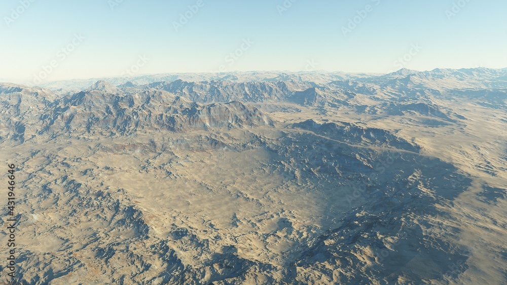 realistic surface of an alien planet, a computer-generated surface