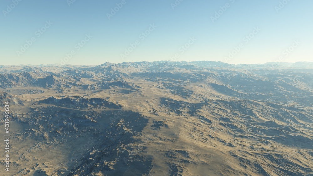 realistic surface of an alien planet, a computer-generated surface realistic surface of an alien planet, a computer-generated surface