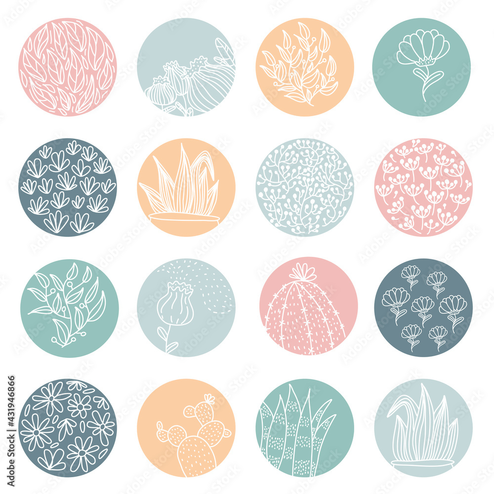 Highlight cover set, abstract floral botanical icons for social media.  watercolor design. Set of Instagram Story Highlights Covers Icons. Social  Media Template 5741604 Vector Art at Vecteezy