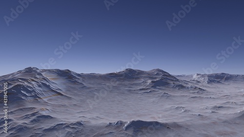 realistic surface of an alien planet, a computer-generated surface © ANDREI