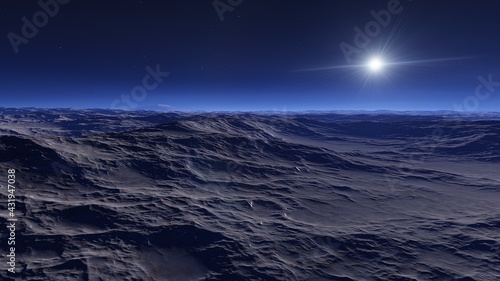 realistic surface of an alien planet, a computer-generated surface © ANDREI