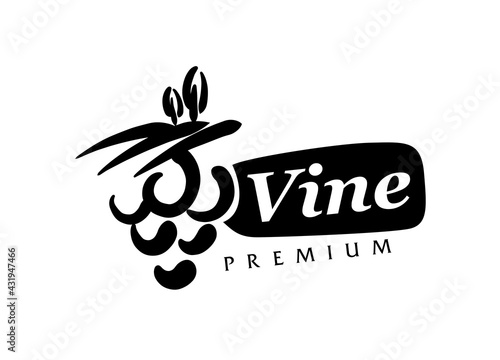 Vector set of hand drawn logos for wine