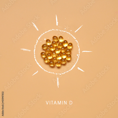 Drawing of the sun from tablets and the inscription: vitamin D. photo