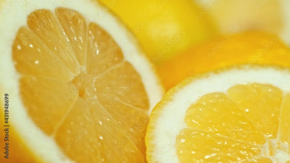 Water Dripping on Lemon Slow Motion Macro Orange