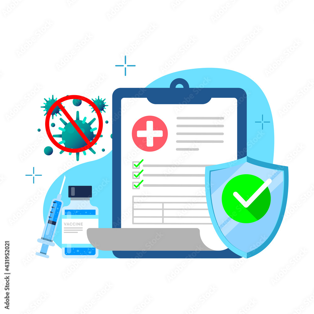 prevention, protect from viruses, vaccination record card document concept illustration flat design vector eps10. modern graphic element for landing page, empty state ui, infographic prevention, protect from viruses, vaccination record card document concept illustration flat design vector eps10. modern graphic element for landing page, empty state ui, infographic
