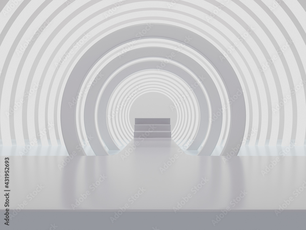 Obraz premium Abstract geometric podium background, mock-up, blank minimalistic empty showcase template, Modern art deco shop display. 3d render.