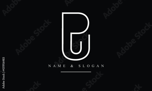 PU, UP, P, U abstract letters logo monogram