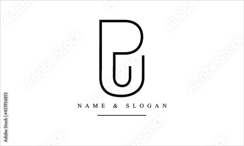 PU, UP, P, U abstract letters logo monogram