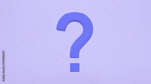 3D render of an abstract animation of a question symbol. 3D animation of the appearing, rotating, moving and disappearing a question symbol. Animation with an alpha channel.
