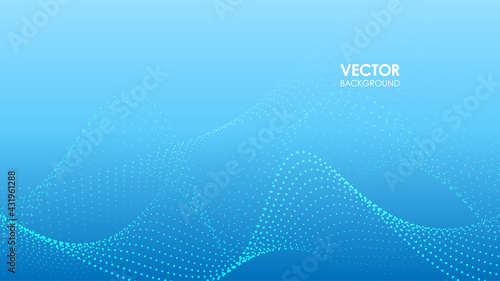 青いドットの曲線　ベクター素材	